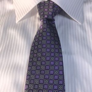 Joseph Abboud- purple square with small black squares pattern tie. 100% silk